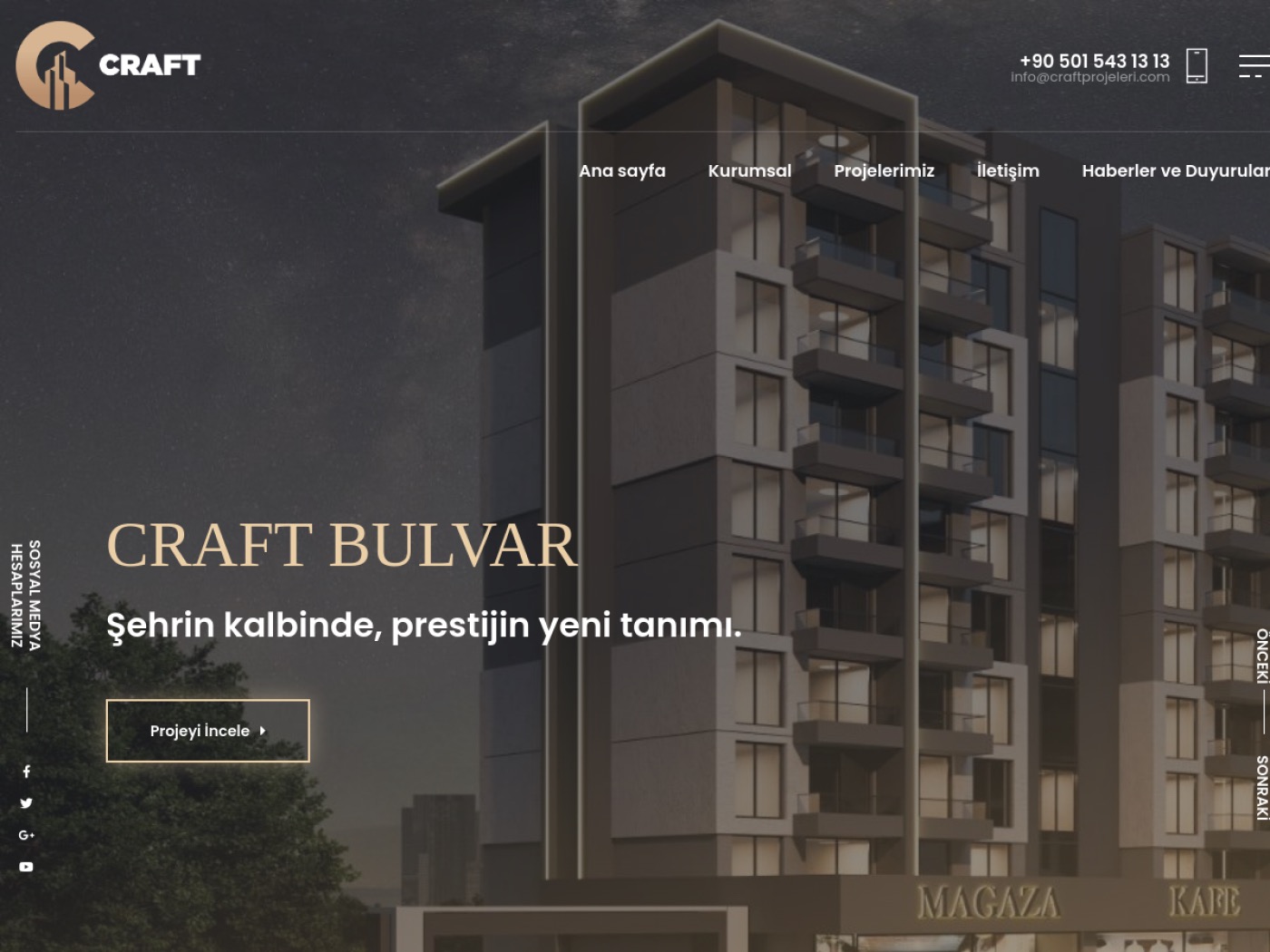 Craft Projeleri web sitesi tasarımı